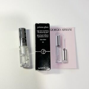 New Giorgio Armani Prisma Glass Lip Gloss 1ml Travel Size 01 Clear Shine